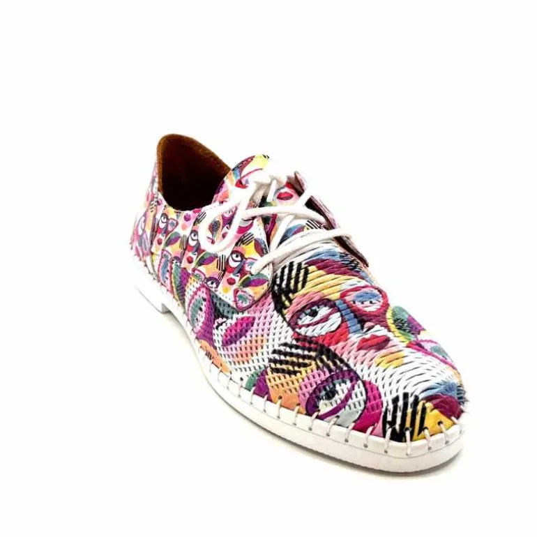 428-ivoire Baskets Souples Ivoire P420 Cuir Imprimé Multicolore Cheap