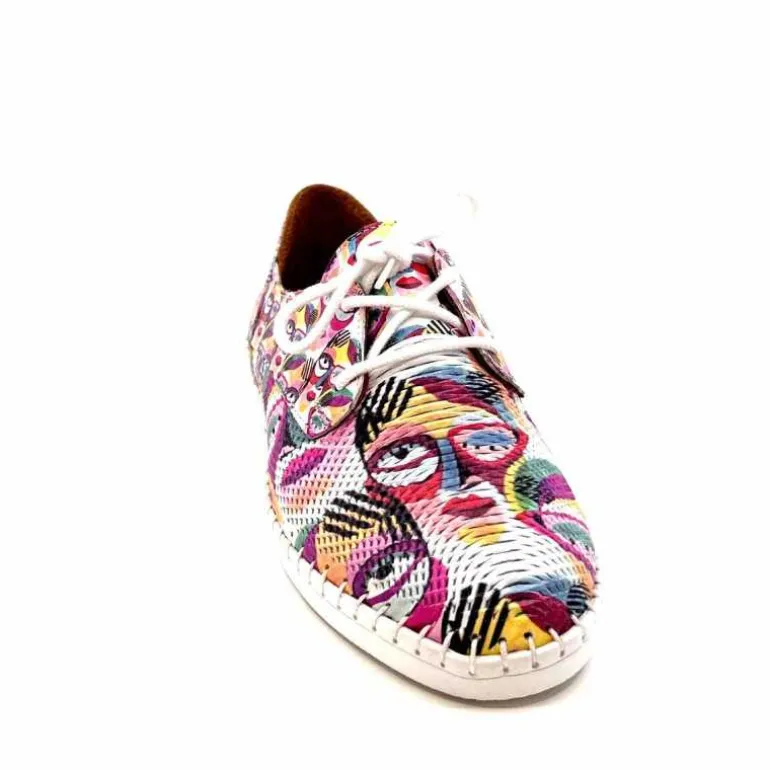428-ivoire Baskets Souples Ivoire P420 Cuir Imprimé Multicolore Cheap