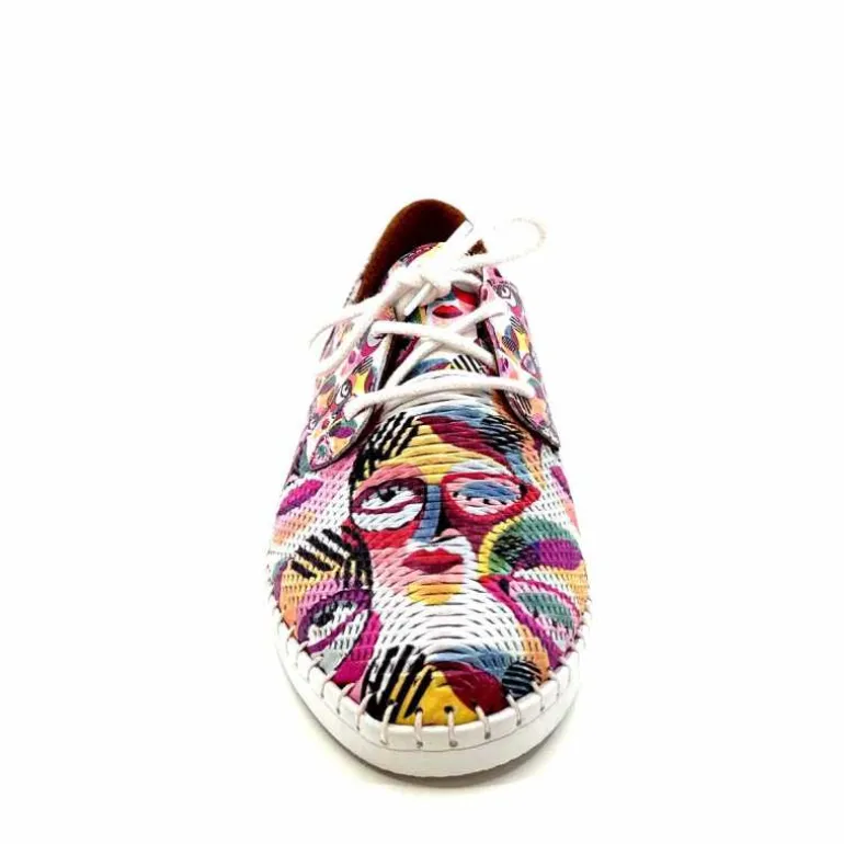 428-ivoire Baskets Souples Ivoire P420 Cuir Imprimé Multicolore Cheap