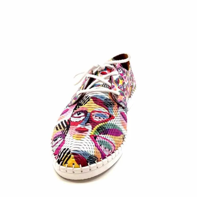428-ivoire Baskets Souples Ivoire P420 Cuir Imprimé Multicolore Cheap