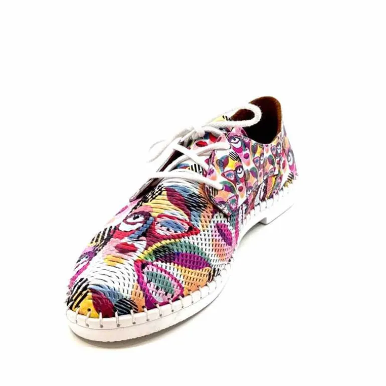 428-ivoire Baskets Souples Ivoire P420 Cuir Imprimé Multicolore Cheap