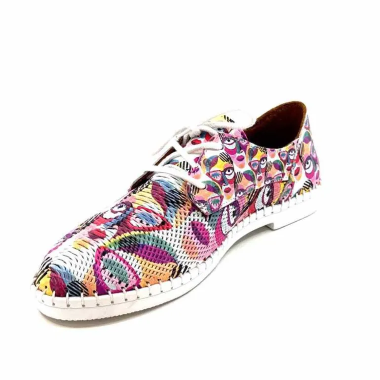 428-ivoire Baskets Souples Ivoire P420 Cuir Imprimé Multicolore Cheap