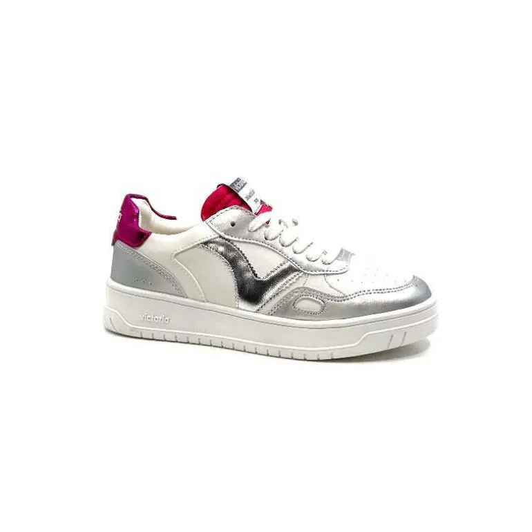 Victoria Baskets 1257120 Cuir Argent Rose Blanc Flash Sale