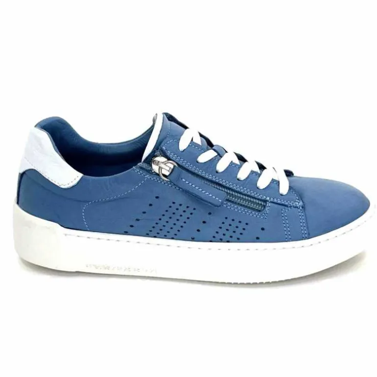 ivoire422 Baskets Zip Ivoire 278 Cuir Bleu Shop