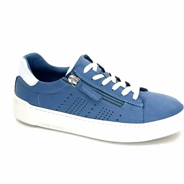 ivoire422 Baskets Zip Ivoire 278 Cuir Bleu Shop