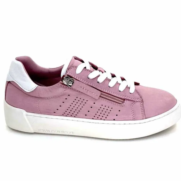 ivoire422 Baskets Zip Ivoire 278 Cuir Rose New