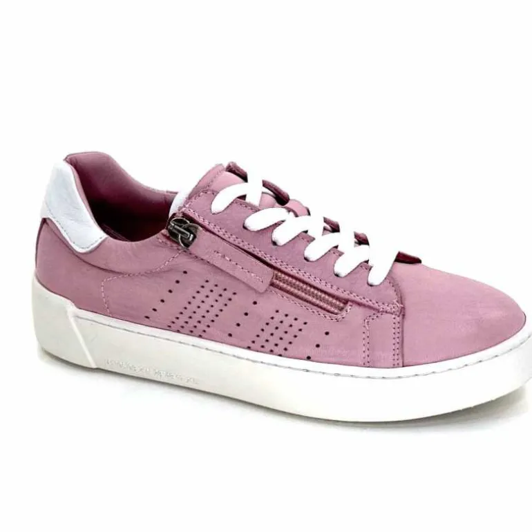 ivoire422 Baskets Zip Ivoire 278 Cuir Rose New