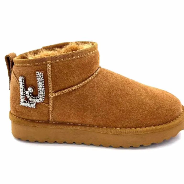 Liu.Jo Boots Fourrées Mouton Sf423 Daim Cognac Marron Discount