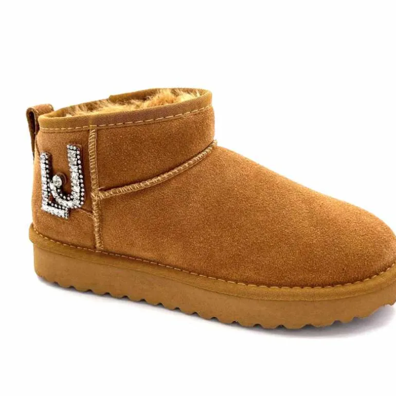 Liu.Jo Boots Fourrées Mouton Sf423 Daim Cognac Marron Discount