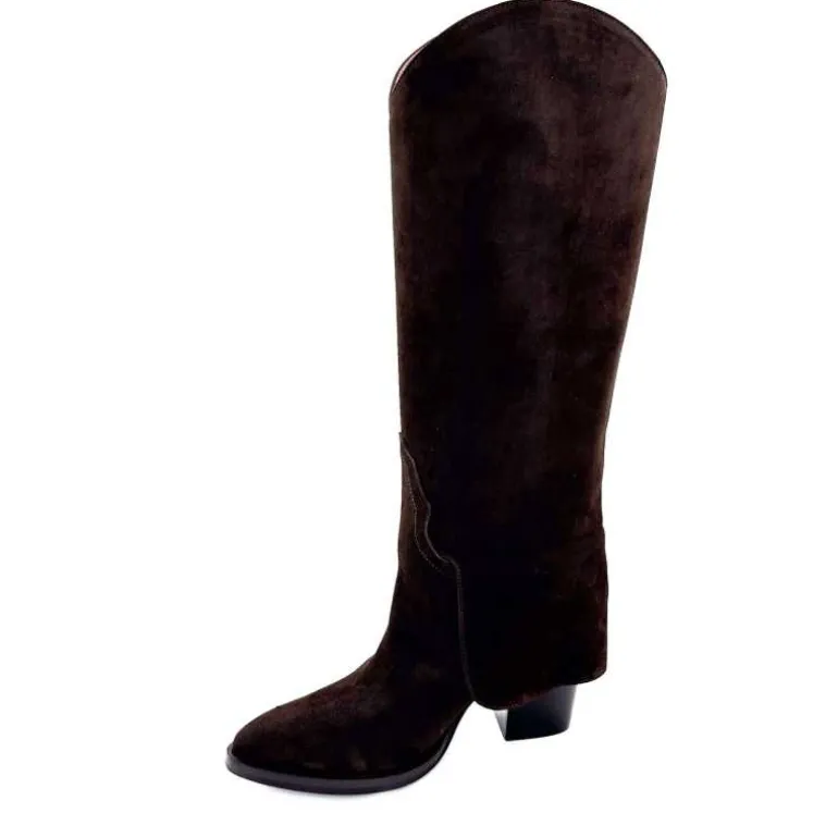 bottes__talon_ivoire__daim_marron_fonc_11.webp martinat t Bottes à Talon Ivoire 3782 Daim Foncé Marron Flash Sale