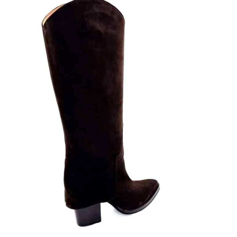 bottes__talon_ivoire__daim_marron_fonc_22.webp martinat t Bottes à Talon Ivoire 3782 Daim Foncé Marron Flash Sale