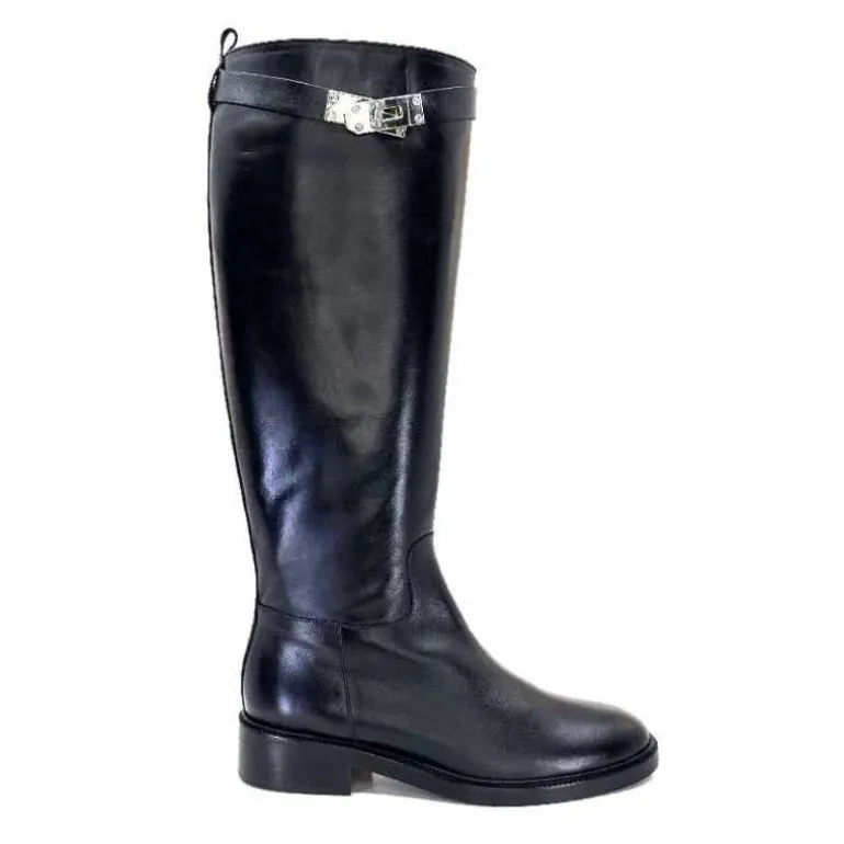 JHay Bottes Cavalières 1101 Cuir Noir Cheap