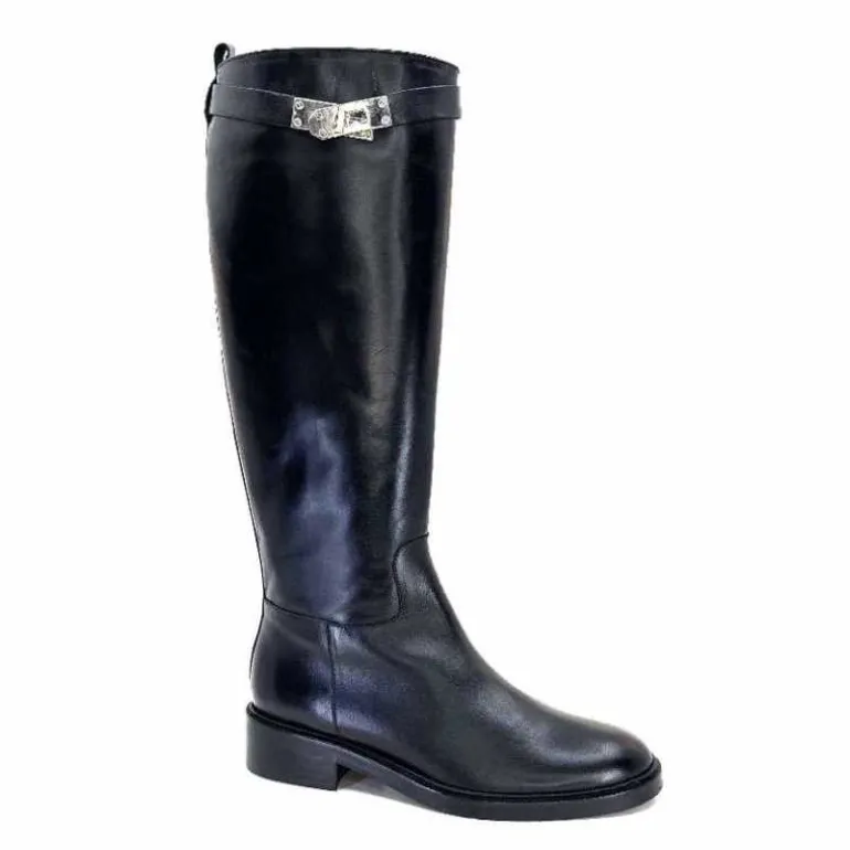 JHay Bottes Cavalières 1101 Cuir Noir Cheap