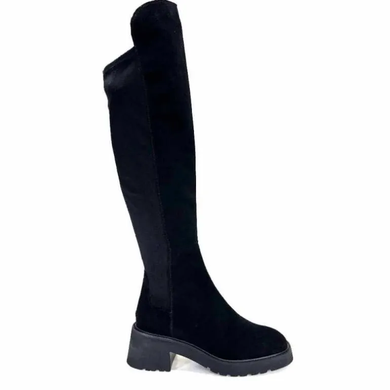 Donna Carolina Bottes Genouillères 50.299.076.001 Daim Noir Sale
