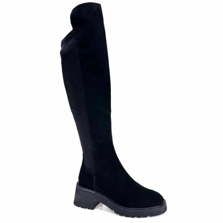 Donna Carolina Bottes Genouillères 50.299.076.001 Daim Noir Sale