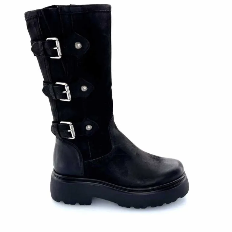 Mjus Bottes L44304 201 Cuir Washed Noir New
