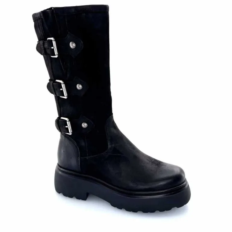 Mjus Bottes L44304 201 Cuir Washed Noir New