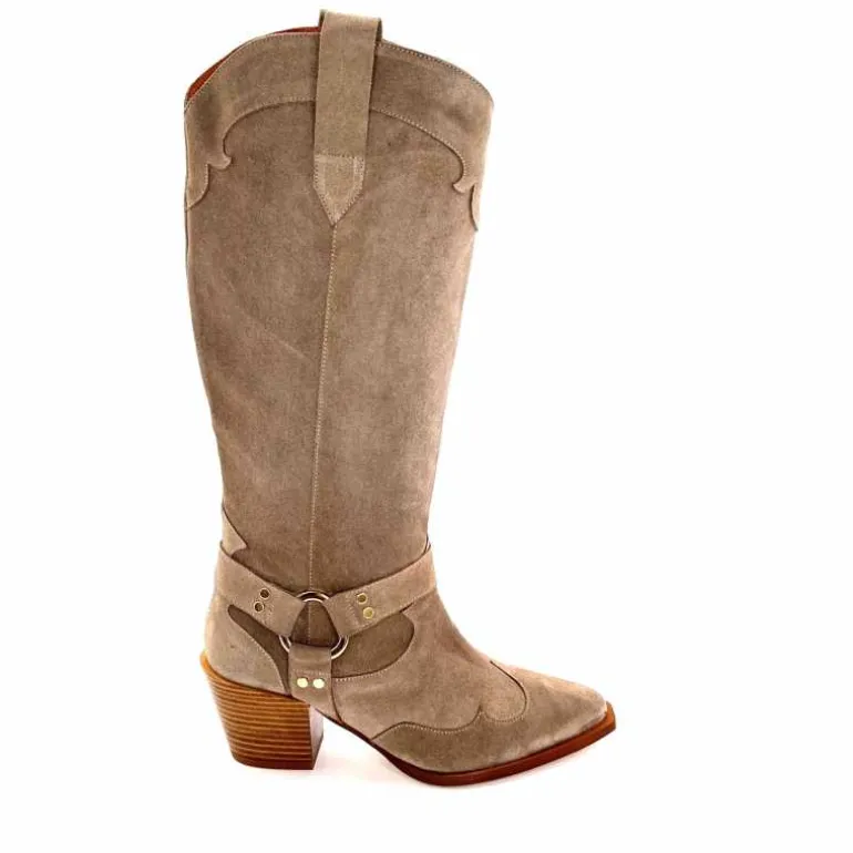 Dansi Bottes Santiag 7181 Daim Topo Taupe Discount