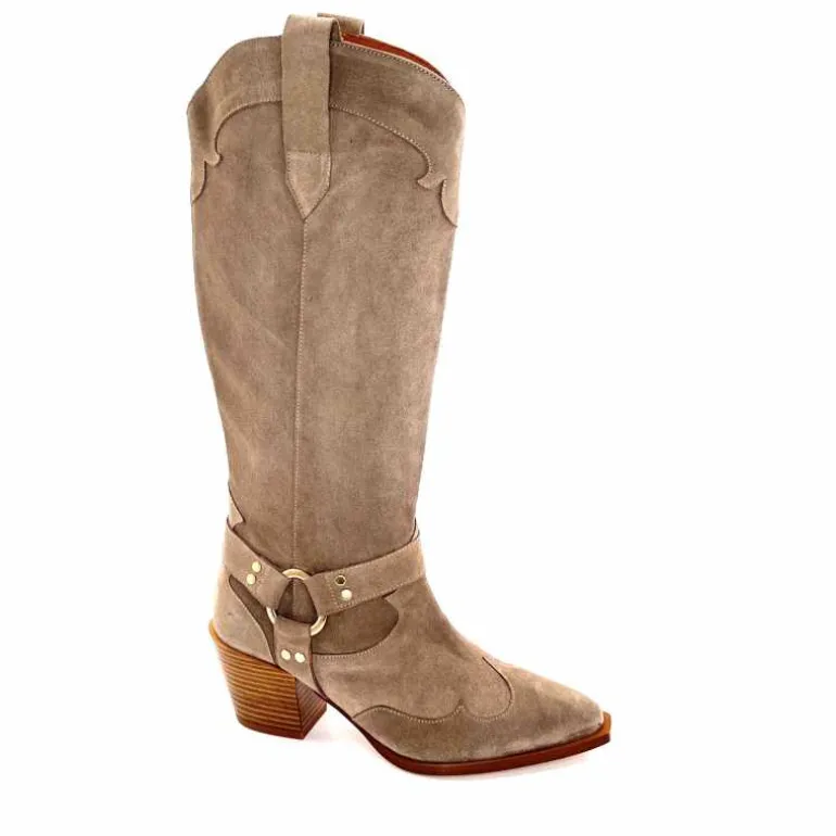 Dansi Bottes Santiag 7181 Daim Topo Taupe Discount