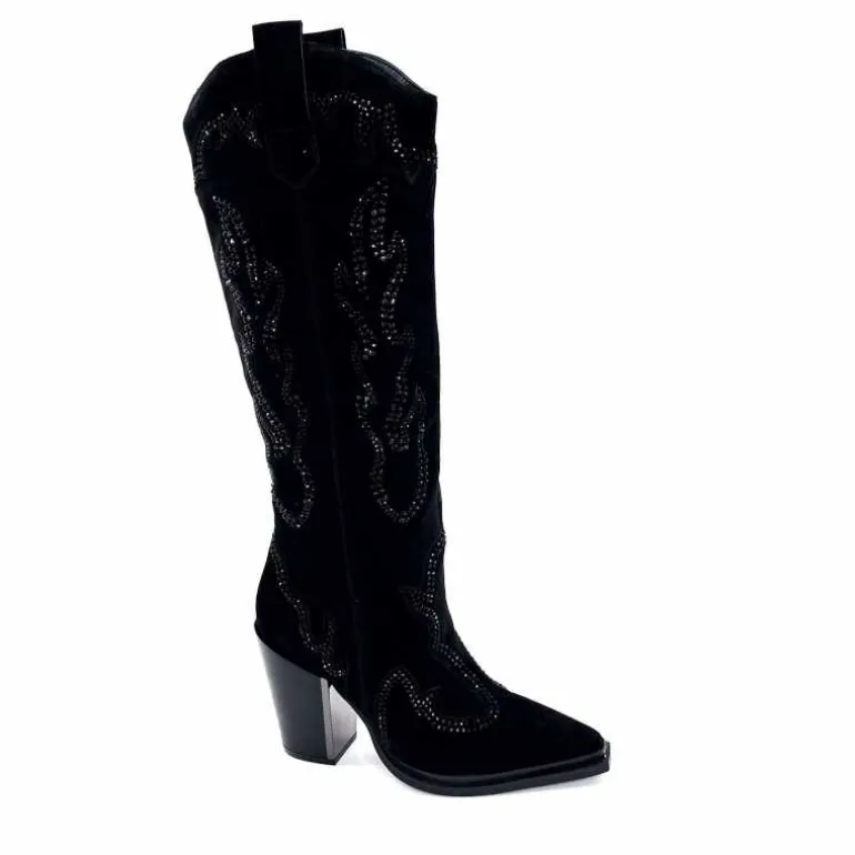 Alma En Pena Bottes Santiags 563 Daim Diamant Noir Store