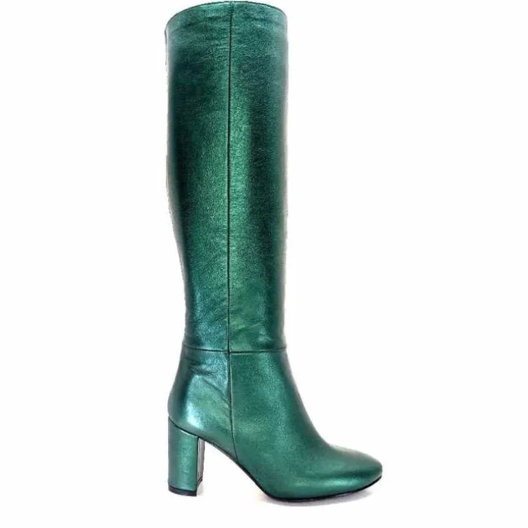 l'arianna Bottes Tube St1689 Cuir Métal Vert Outlet