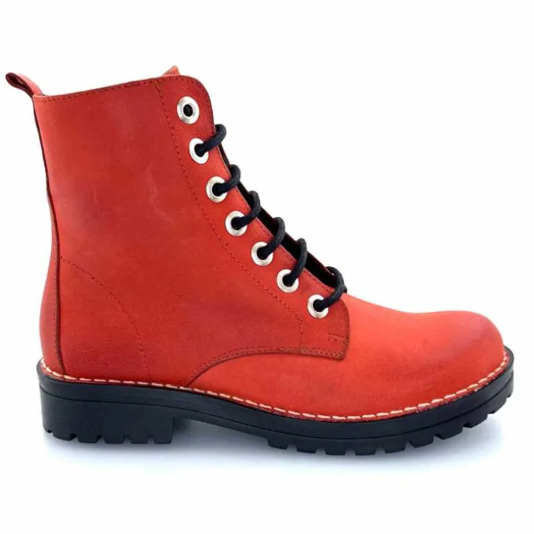 Chacal Bottillon Fermeture Éclair 6830 Cuir Rouge Flash Sale