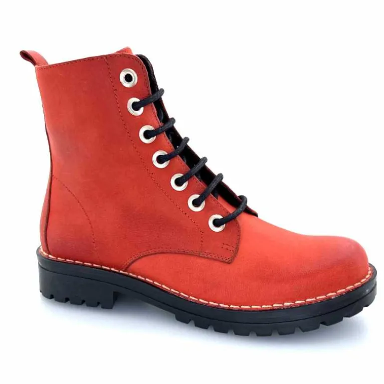 Chacal Bottillon Fermeture Éclair 6830 Cuir Rouge Flash Sale
