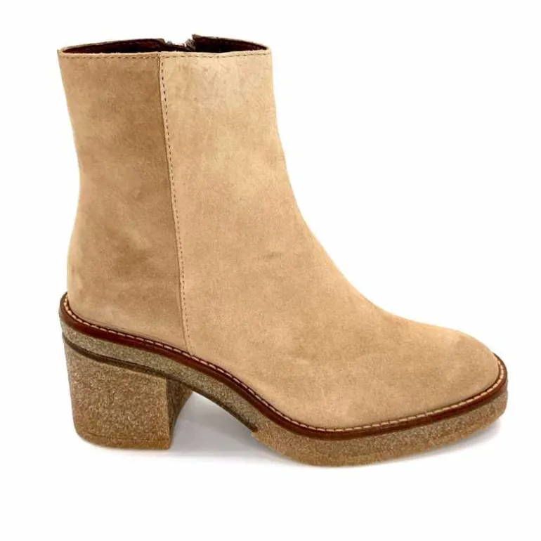 Alpe Bottines à Talon 2626 Baby Daim Corda Crème Sale