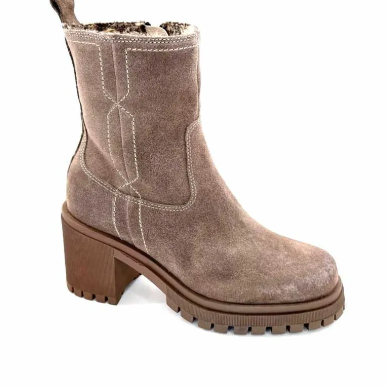 Ivoire0235a Bottines à Talon Fourrées Ivoire 28117 Daim Gris GrisFoncé Clearance