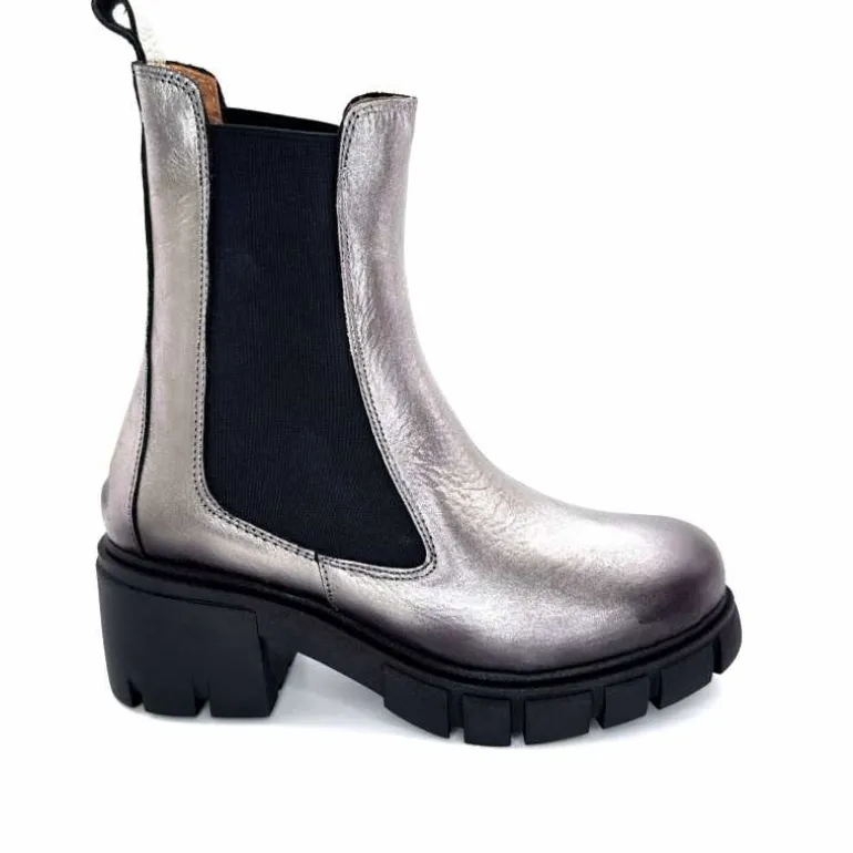 belang Bottines à Talon Ivoire 08112 Cuir Métal Outlet