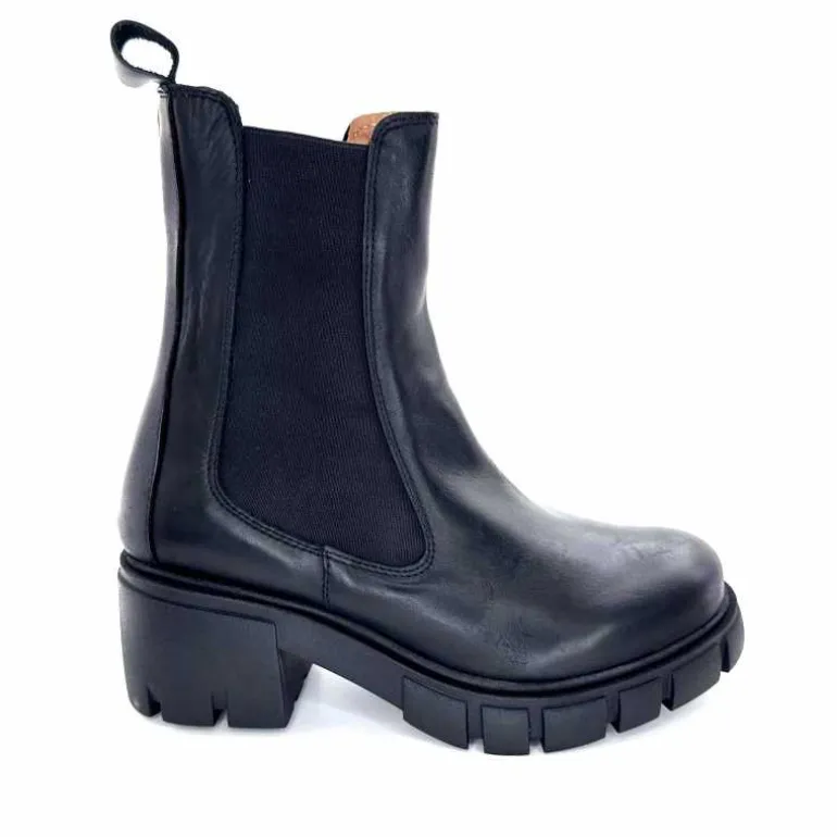 belang Bottines à Talon Ivoire 08112 Cuir Noir Discount