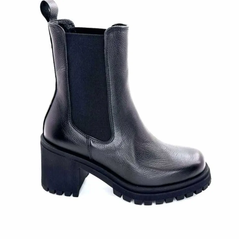 Ivoire0235a Bottines à Talon Ivoire 28115 Cuir Noir Best