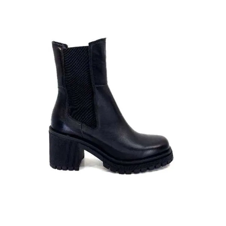 Ivoire0235a Bottines à Talon Ivoire 28110 Cuir Noir Flash Sale