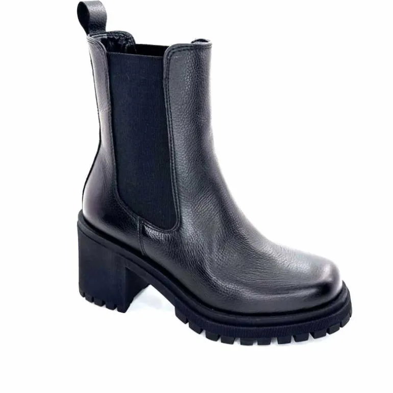 Ivoire0235a Bottines à Talon Ivoire 28115 Cuir Noir Best