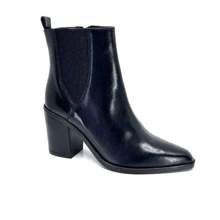 Ivoire0104a Bottines à Talon Ivoire 52145 Cuir Noir Cheap