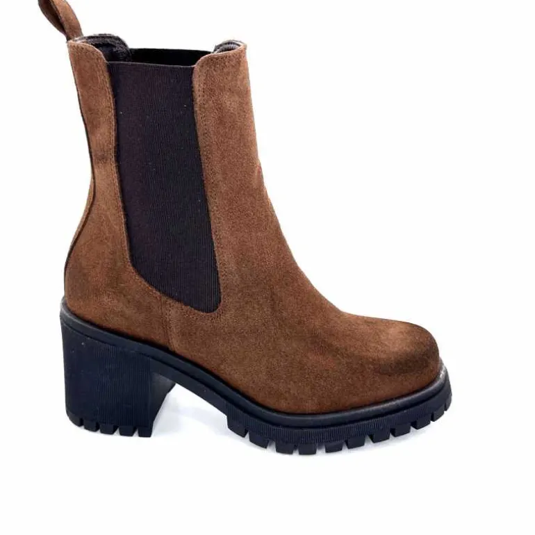 Ivoire0235a Bottines à Talon Ivoire 28115 Daim Marron Shop