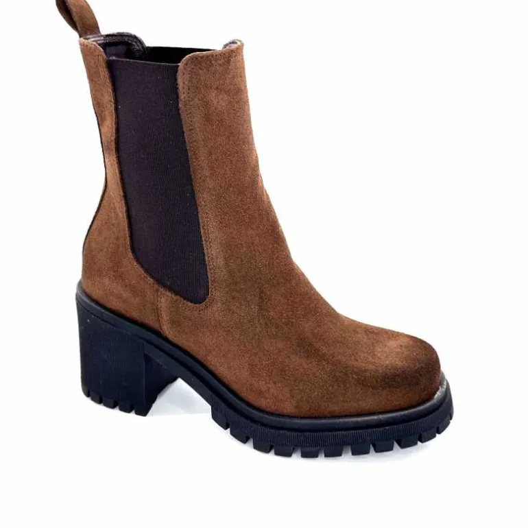 Ivoire0235a Bottines à Talon Ivoire 28115 Daim Marron Shop