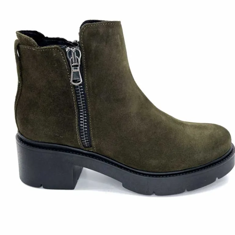 Ivoire0351a Bottines à Talon Ivoire 4621113 Daim Olive Vert Clearance