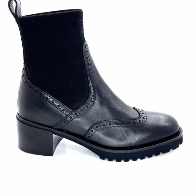 Triver Flight Bottines à Talon 773 03 Cuir Noir Sale