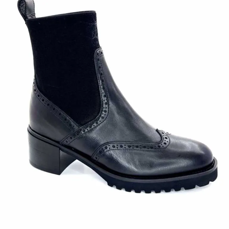 Triver Flight Bottines à Talon 773 03 Cuir Noir Sale