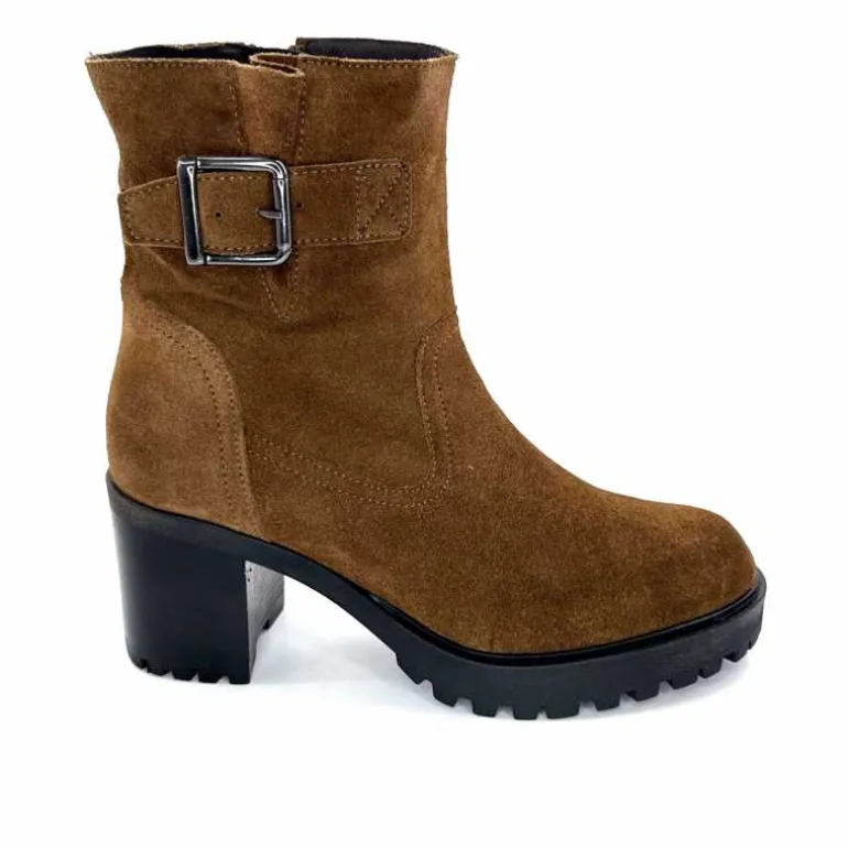 We Do Bottines à Talons Ivoire 99856 Daim Foncé Marron Clearance