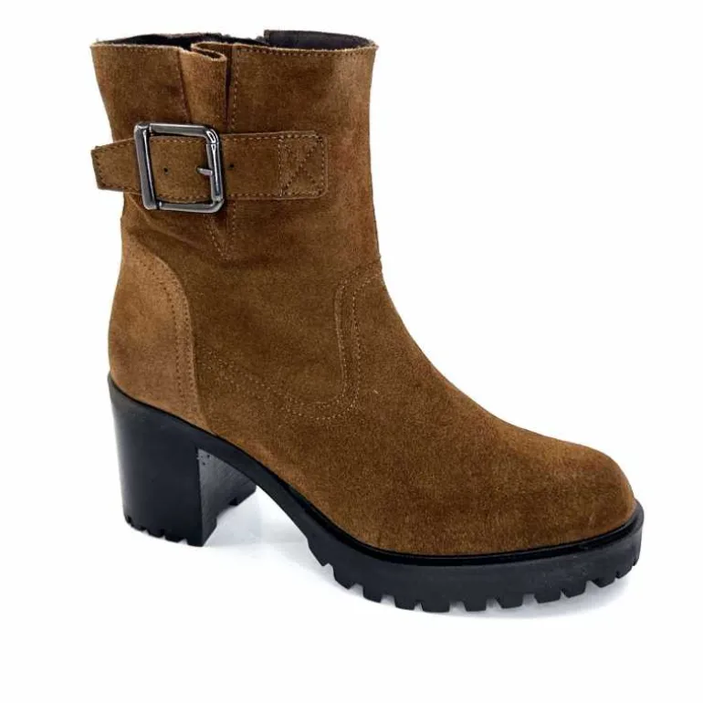 We Do Bottines à Talons Ivoire 99856 Daim Foncé Marron Clearance