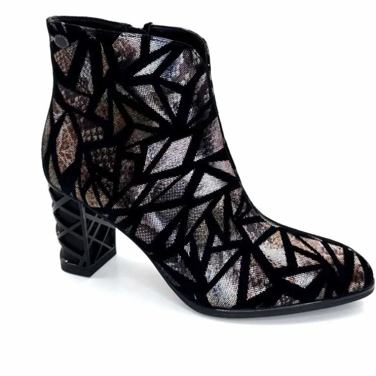 Elue Par Nous Bottines à Talons Métamorphose Saboteuse Textile NoirBrillant Multicolore MulticoloreNoir Cheap