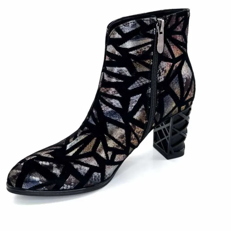 Elue Par Nous Bottines à Talons Métamorphose Saboteuse Textile NoirBrillant Multicolore MulticoloreNoir Cheap