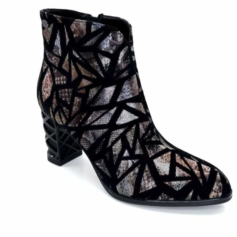 Elue Par Nous Bottines à Talons Métamorphose Saboteuse Textile NoirBrillant Multicolore MulticoloreNoir Cheap