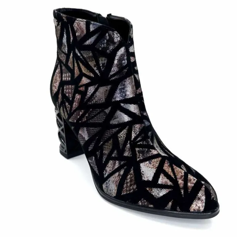 Elue Par Nous Bottines à Talons Métamorphose Saboteuse Textile NoirBrillant Multicolore MulticoloreNoir Cheap