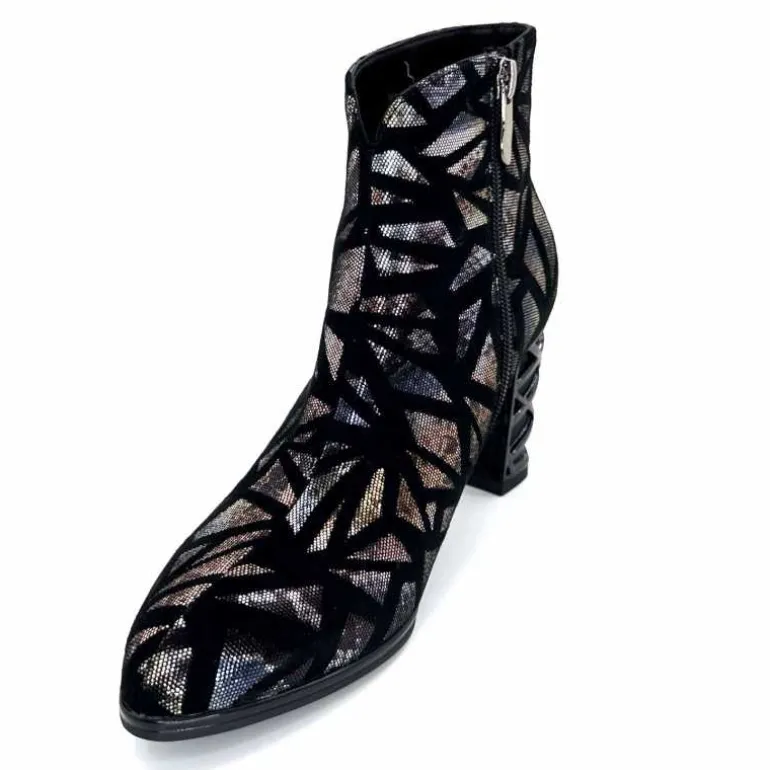 Elue Par Nous Bottines à Talons Métamorphose Saboteuse Textile NoirBrillant Multicolore MulticoloreNoir Cheap