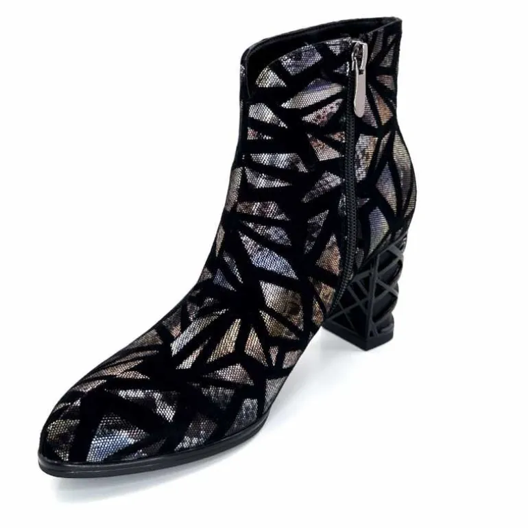 Elue Par Nous Bottines à Talons Métamorphose Saboteuse Textile NoirBrillant Multicolore MulticoloreNoir Cheap