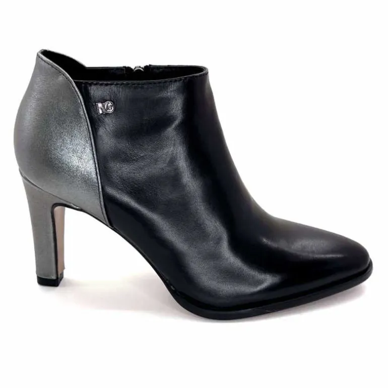 Regarde Le Ciel Bottines à Talons Buffy 03 Cuir Noir Argenté ArgentNoir Sale