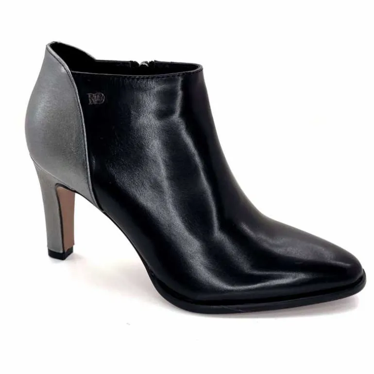 Regarde Le Ciel Bottines à Talons Buffy 03 Cuir Noir Argenté ArgentNoir Sale